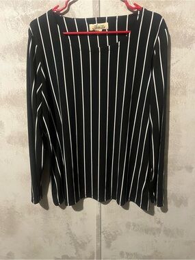 Black and White Vertical Stripe Women's Blouse